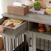 JHX Dog crates; indoor pet crate end tables; decorative wooden kennels with removable trays.(Grey; 32.28''W*22.83''D*33.46''H)