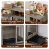 JHX Dog crates; indoor pet crate end tables; decorative wooden kennels with removable trays.(Grey; 32.28''W*22.83''D*33.46''H)