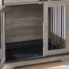 JHX Dog crates; indoor pet crate end tables; decorative wooden kennels with removable trays.(Grey; 32.28''W*22.83''D*33.46''H)