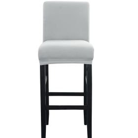 Solid Color High Elastic Bar Cafe Front Desk Stool Dust Chair Cover Home Cloth Art (Color: Light Grey)