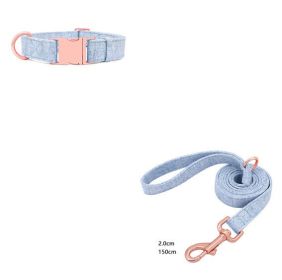 Pet Dog Collar Engraving Anti-Lost Traction Rope Supplies (Option: Beige Blue-Set No Lettering-L)
