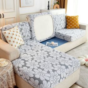 Cross Border High Elastic Knitted Sofa Cushion Cover Three-dimensional Jacquard (Option: Sunflower grey white-Length160x190cm)