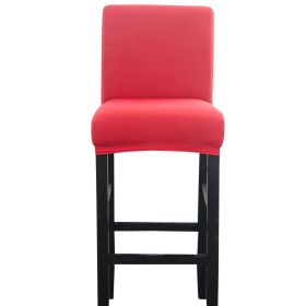 Solid Color High Elastic Bar Cafe Front Desk Stool Dust Chair Cover Home Cloth Art (Color: Red)