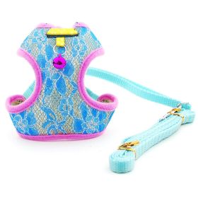 Fashion Lace Mesh Fabric Traction Rope (Option: Blue-S)