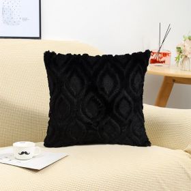 Solid Color Sofa Pillow Living Room Headrest Pillow Cover (Option: Black-45*45cm)