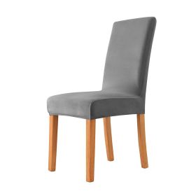 Solid Color Thickened Check Velvet One-piece Chair Cover Elastic Hotel Restaurant Anti-fouling Stool Cover (Option: 8 Style)