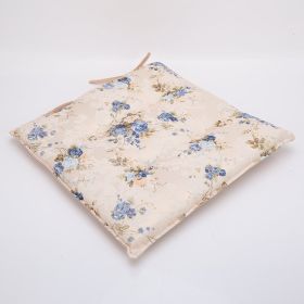 Household Pastoral Transfer Printing Flower Belt Binding Cushion (Option: Blue square-No zipper)