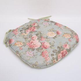 Household Pastoral Transfer Printing Flower Belt Binding Cushion (Option: Green horseshoe-No zipper)