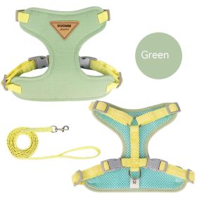 Hot Sale Dog Breast Strap Anti Breaking Loose Pet Harness Small Dog Dog Leash Pet Hand Holding Rope Wholesale (Option: Green-M)