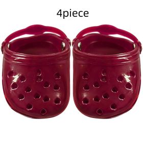 Dog Hole Shoe Wear-resistant Silicone (Option: Red-4piece)