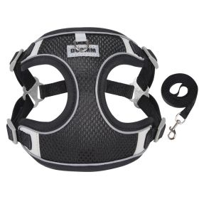 Dog Leash Teddy Breathable Pet Chest Strap (Option: Black-L)