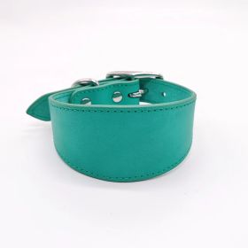 Real Leather Cowhide Pet Collar (Option: Emerald-M)