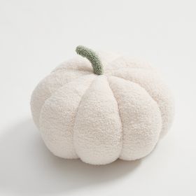 Nordic Pumpkin Round Pillow Plush Pillow Knitted Yarn (Option: Milky white-18cm in diameter)