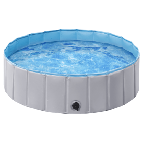 Foldable Pet Swimming Pool Wash Tub for Cats and Dogs, Gray Large, 47.2" (size: M)