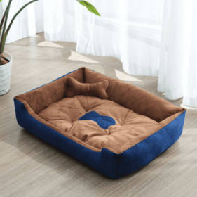 Kennel Four Seasons Golden Retriever Teddy Kennel Bed Mat Small Medium Dog (Option: Brown-Bone-A)