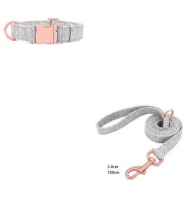 Pet Dog Collar Engraving Anti-Lost Traction Rope Supplies (Option: Warm Grey-Set No Lettering-M)