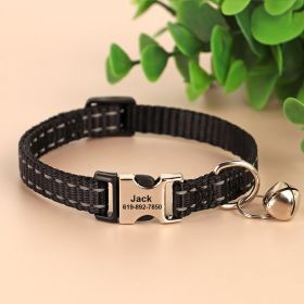 Engraved Anti Slip Reflective Cat Neck Collar (Color: black)