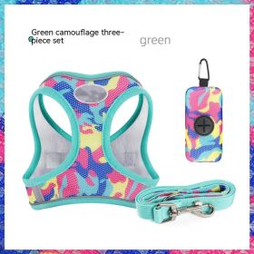 New Dog Hand Holding Rope Vest-style Breast Strap Reflective Breathable Pet Products (Option: Green camouflage-S)