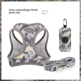 New Dog Hand Holding Rope Vest-style Breast Strap Reflective Breathable Pet Products (Option: Gray Camouflage-S)