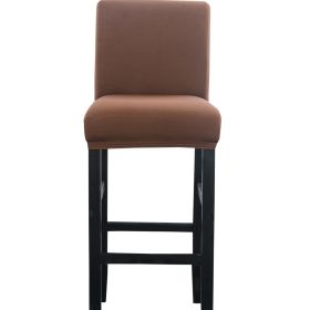 Solid Color High Elastic Bar Cafe Front Desk Stool Dust Chair Cover Home Cloth Art (Color: Coffee)