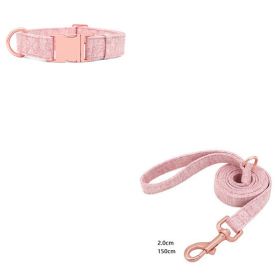 Pet Dog Collar Engraving Anti-Lost Traction Rope Supplies (Option: Fragrant Pink-Set No Lettering-L)