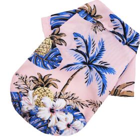 Small And Medium Dogs Beach Pineapple Shirt Hawaiian Pet Dog Cat Golden Retriever Spring And Summer Four Seasons Clothes (Option: Coconut Shirt Pink-XL)