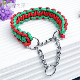 Woven Pet Collar Dog Bandana (Option: Red Green-L)
