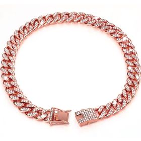 New Diamond Golden Dog Collar (Option: Rose Gold-14inch 35cm)