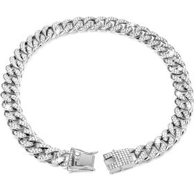 Diamond Hip Hop Dog Collar Necklace (Option: Silver-24inch 60cm)