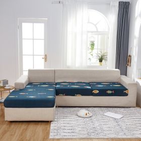 Milk Silk Printed Sofa Seat Cover Stretch Sofa Cushion Cover (Option: Colorful Fish-Lengthened Double)