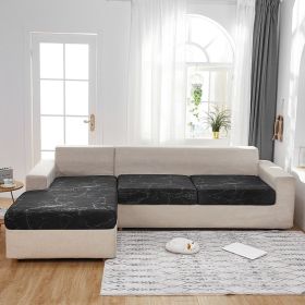 Milk Silk Printed Sofa Seat Cover Stretch Sofa Cushion Cover (Option: Black Marble-Lengthened Four People)