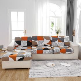 Milk Silk Printed Sofa Seat Cover Stretch Sofa Cushion Cover (Option: Geometry-Lengthened Double)